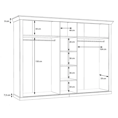 Szafa z lustrem 270 cm  Pinia Biała